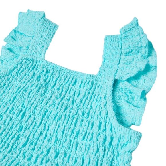 ZARA Kids | Turquoise | RUFFLED TEXTURED JUMPSUIT - Picture 3 of 5